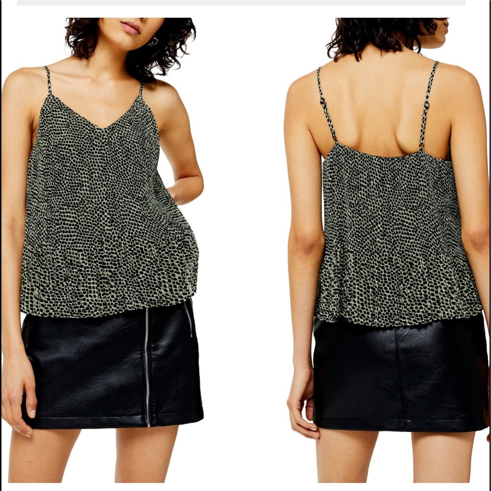 Topshop Animal Pleated Camisole